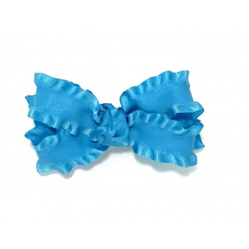 Blue (Turquoise) Double Ruffle Bow - 3 Inch